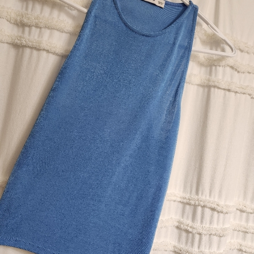 Mango Blue Scoop Neck Sleeveless Tank Top.  Final price